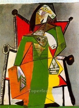  woman - Woman Sitting in an Armchair 3 1941 cubist Pablo Picasso
